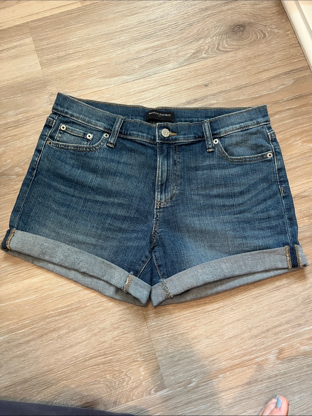 Banana Republic Mid Blue Rolled Cuff Denim Shorts